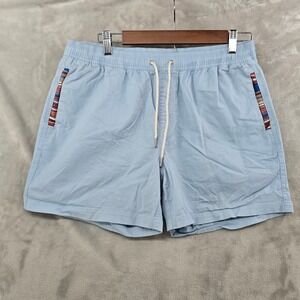 Wowie Shorts Men Large Light Blue Drawstring Elastic Waist Southwestern Trim